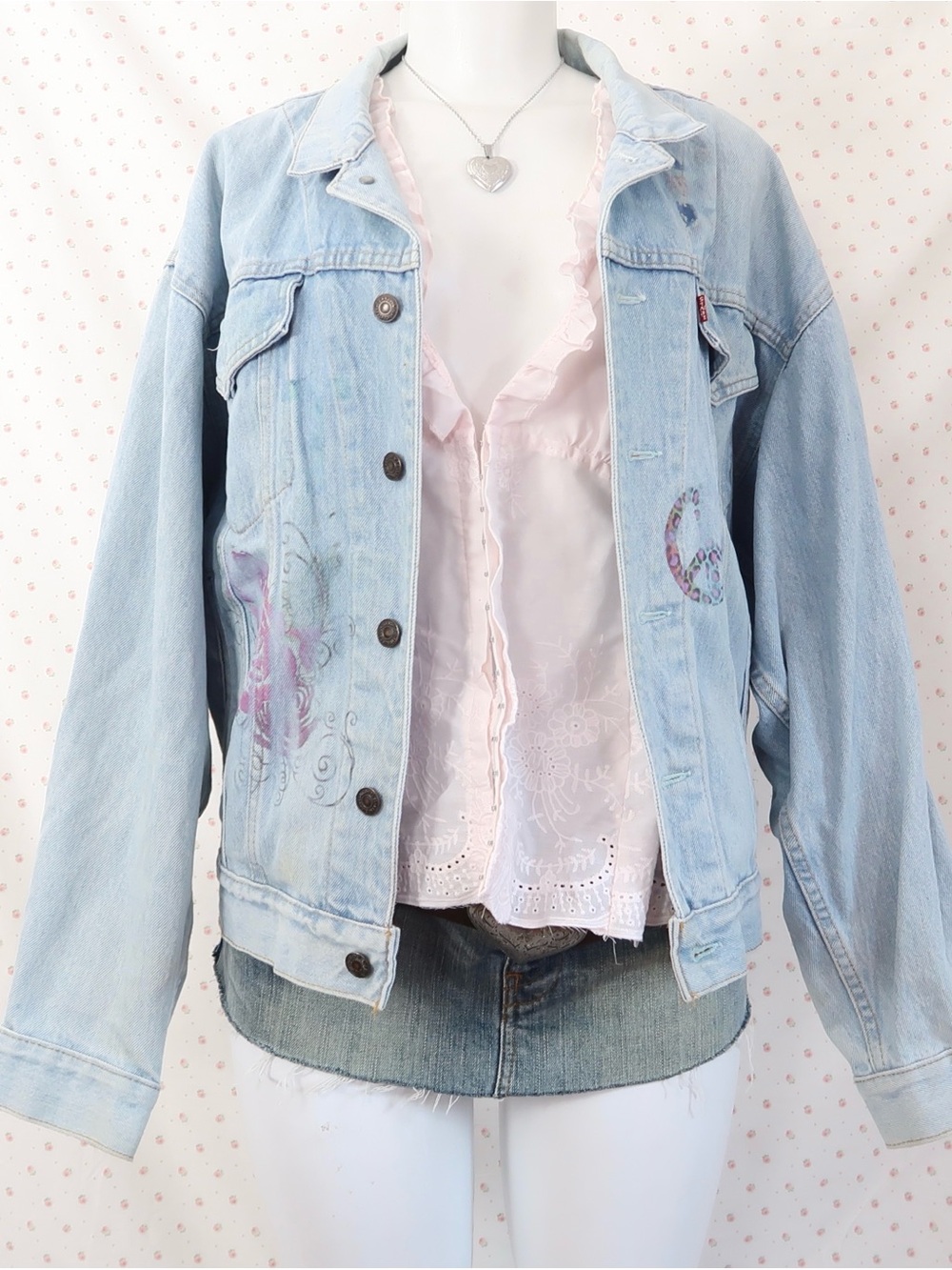 Levi's Light Blue Denim Jacket with Subtle Pink Accents